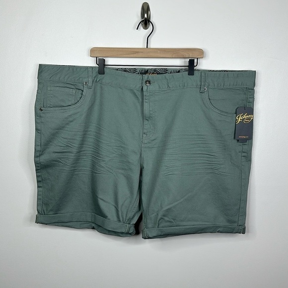 Johnny Bigg Big & Tall Sage Green Colton Print Denim Shorts Men's Size 50 - Picture 1 of 9